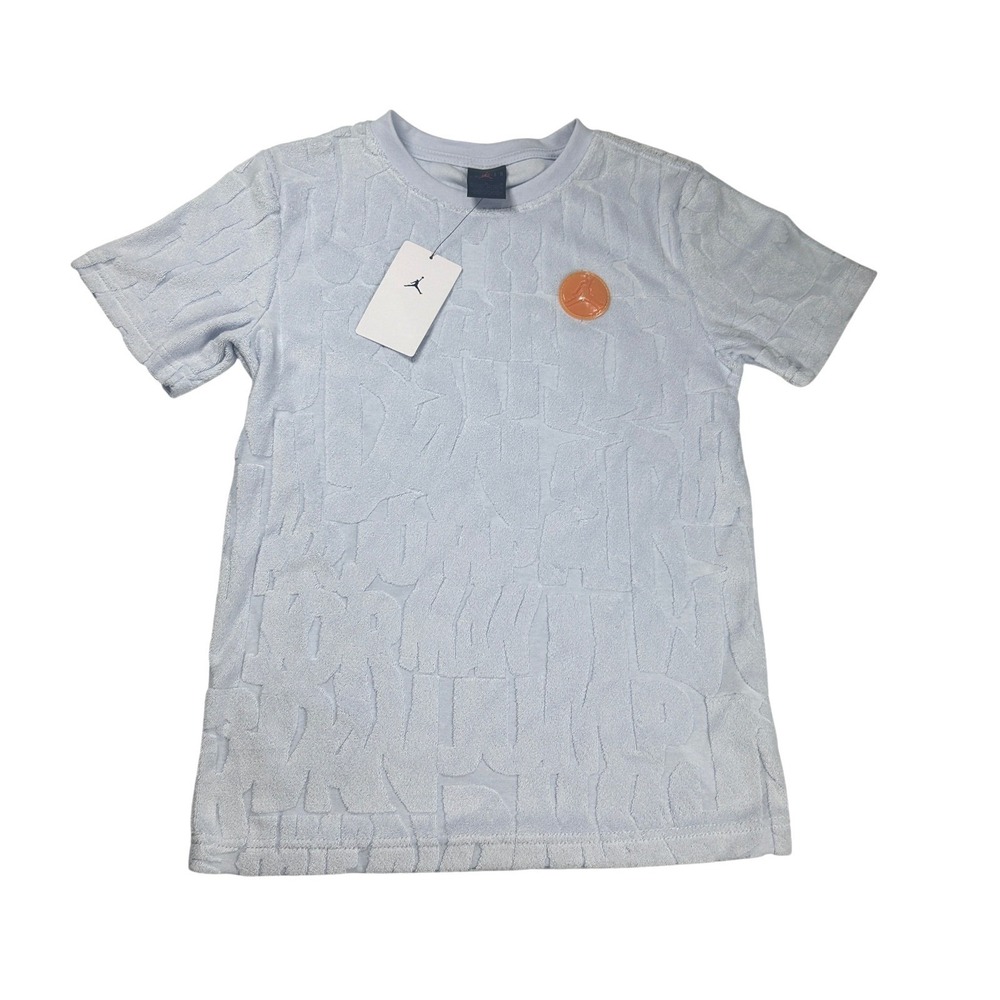 Jordan T-Shirt 95D151-G7H Kids M Football Gray Terry Jumpman Logo New - Picture 3 of 8